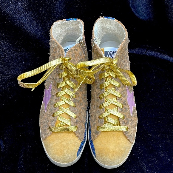 GOLDEN GOOSE FRANCY HIGH TOP LEOPARD PRINT LEATHER SNEAKERS -9 US 👟🤎🤩 - Picture 3 of 12